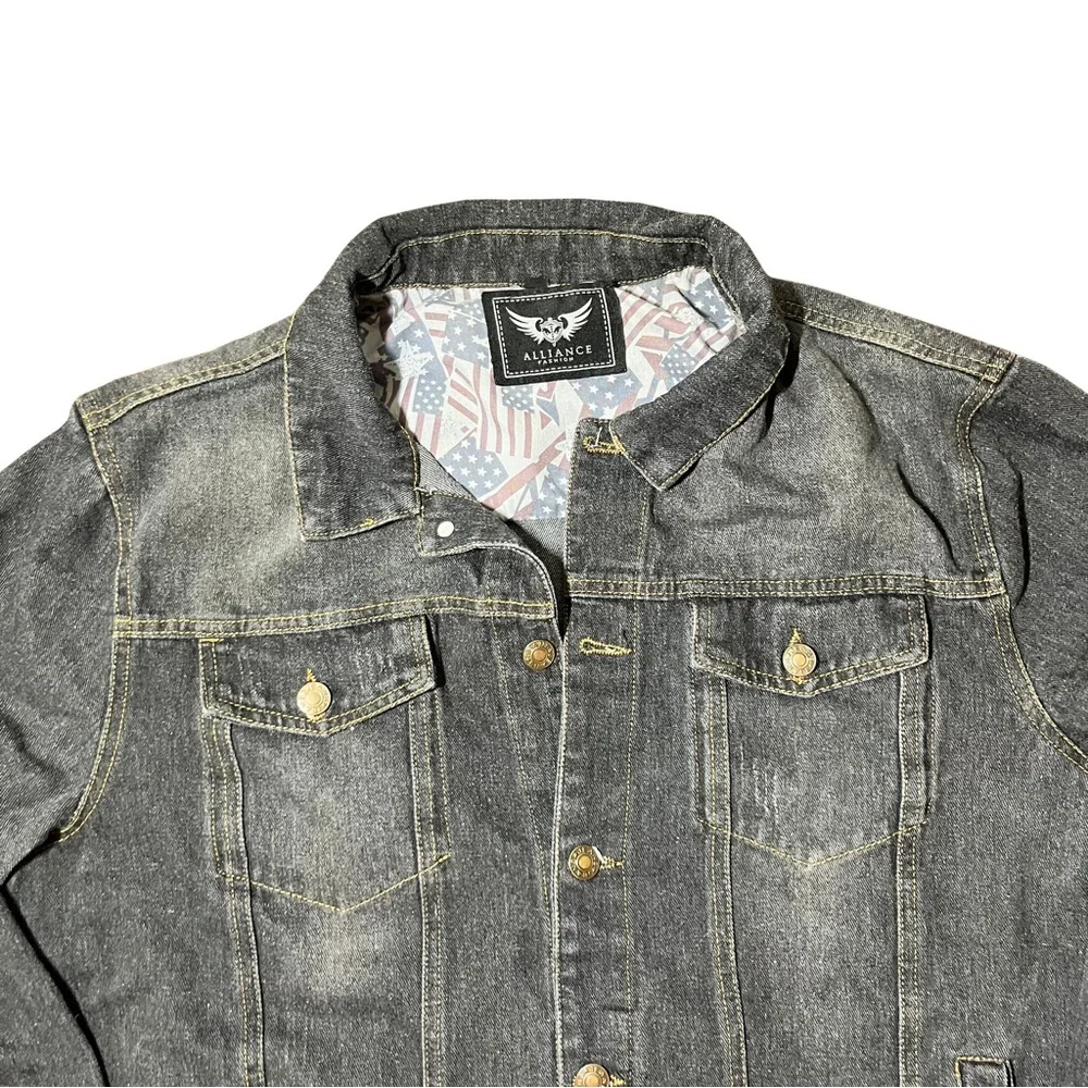 Men's Dark Blue Jean Wash Denim Casual Button Down Jacket - Picture 2 of 7